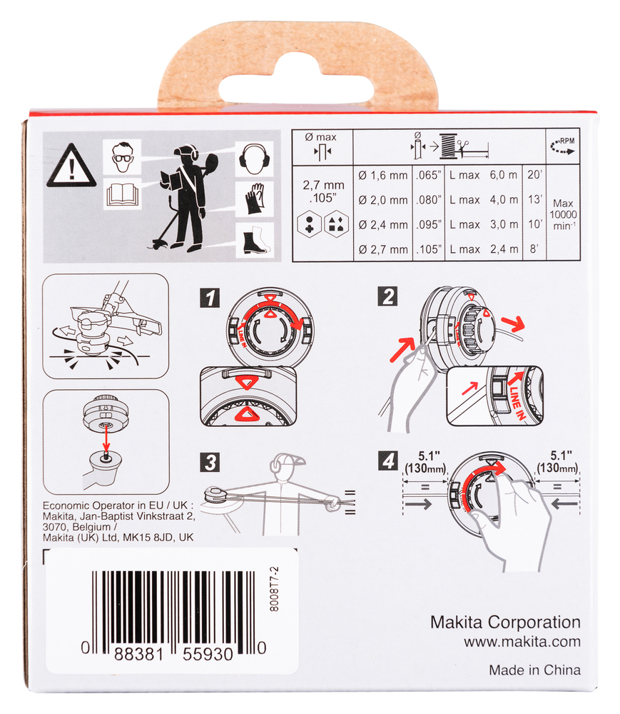 MAKITA MAAIKOP 2,0 mm, M8 x 1,25 RH