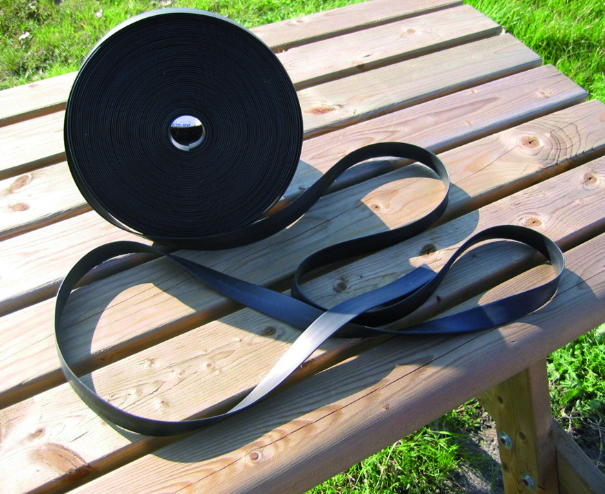 Rubberen boomband recyclage 2,5cm x 25m zwart