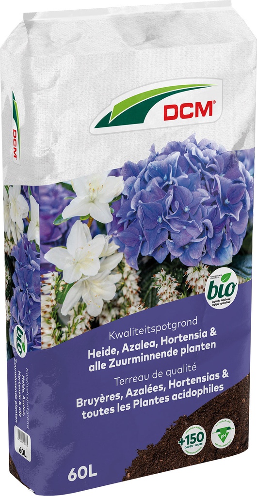 DCM POTGROND HEIDE, AZALEA, HORTENSIA & ZUURMINNENDE PLANTEN POTGROND 60L