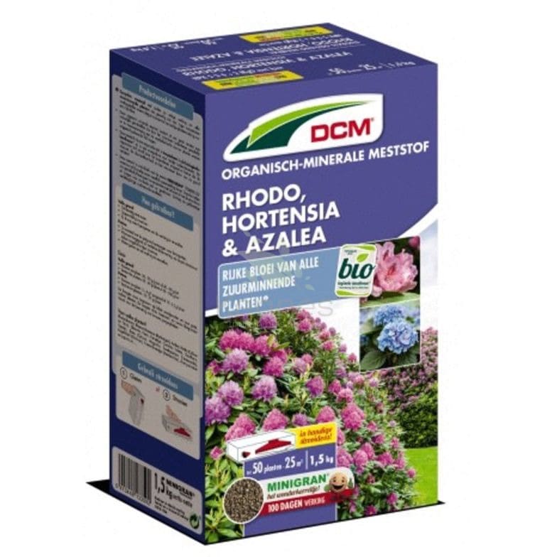 DCM Rhodo, Hortensia & Azalea 5-3-6+ 2MgO meststof - Minigran - doos van 1,5kg