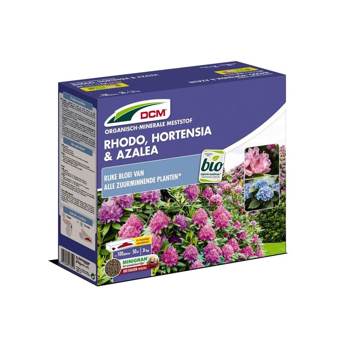 DCM Rhodo, Hortensia & Azalea 5-3-6+ 2MgO meststof - Minigran - doos van 3kg