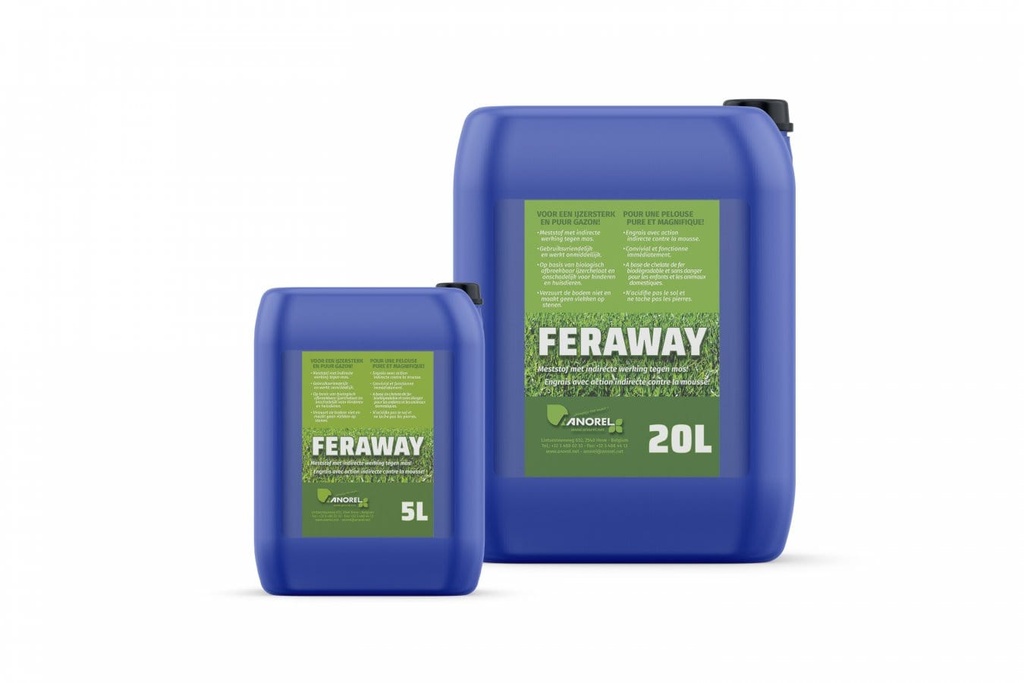 Feraway - mos in gazon vloeibare meststof NPK 6-0-4 +2Fe  5 liter