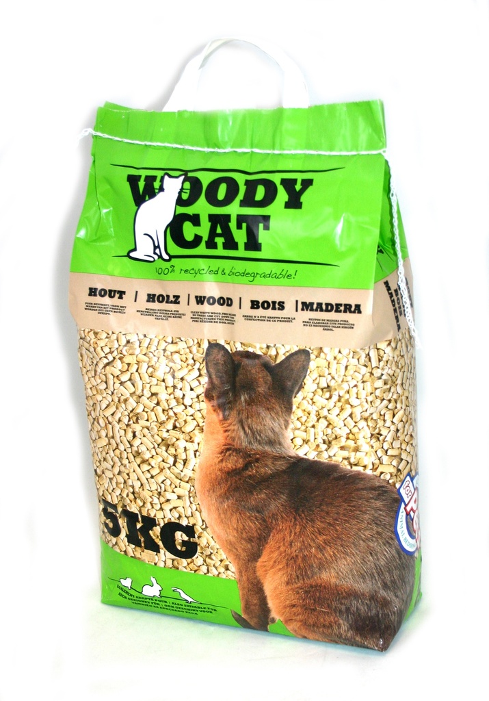 Woodycat houtkorrel kattenbakvulling 5kg