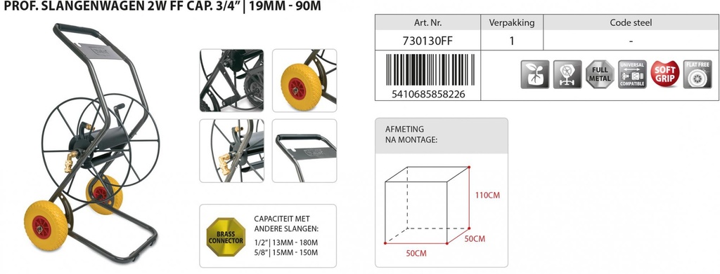 Polet PROF. SLANGENWAGEN 2W FF CAP.3/4" / 19MM - 90M