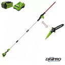 Greenworks GD40PSHK2 boomzaag 20cm en heggenschaar 51cm op steel 40 volt incl. 2.0Ah accu en lader