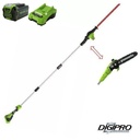 Greenworks GD40PSHK4 boomzaag 20cm en heggenschaar 51cm op steel 40 volt incl. 4.0Ah accu en lader