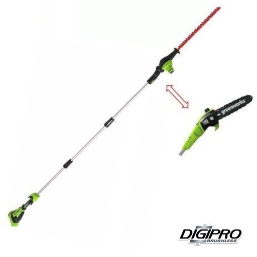 [GD40PSH] Greenworks GD40PSH boomzaag 20cm en heggenschaar 51cm op steel 40 volt